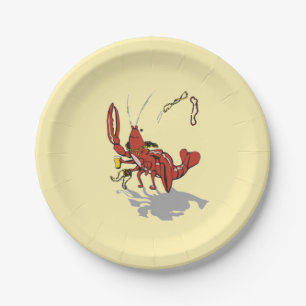 Mardi Gras Partying Crawfish Paper Plate