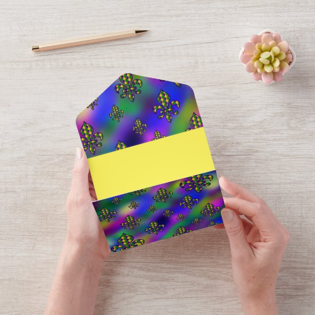 Mardi Gras Pattern All In One Invitation (Video)