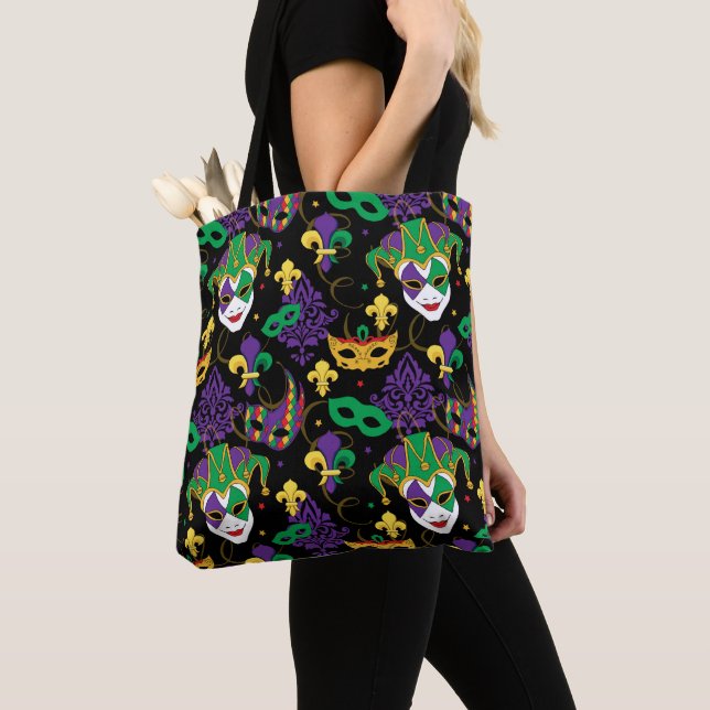 Mardi Gras Patterned Tote Bag (Close Up)
