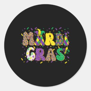 Mardi Gras Patterns Jester Carnival Parade Women K Classic Round Sticker