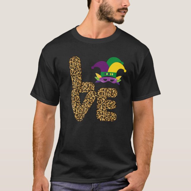 Mardi Gras Peace Love Funny Mardi Gras Carnival De T-Shirt (Front)