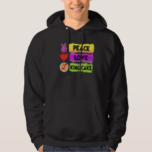 Mardi Gras Peace Love King Cake Colourful Mardi Gr Hoodie