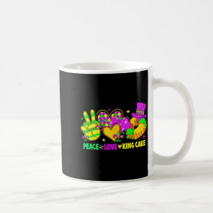 Mardi Gras Peace Love King Cake Funny Party Carniv Coffee Mug