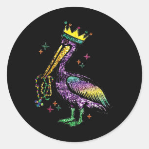 Mardi Gras Pelican Louisiana For Mens Womens  Classic Round Sticker