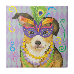Mardi Gras Pembroke Welsh Corgi Tile