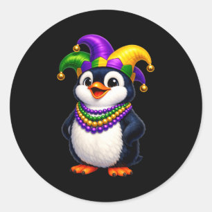 Mardi Gras Penguin Costume Carnival Kawaii Penguin Classic Round Sticker