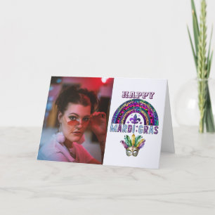 Mardi Gras Personalised Photo Card