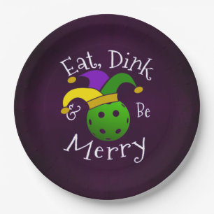 Mardi Gras Pickleball Eat Dink Be Merry Paper Plate