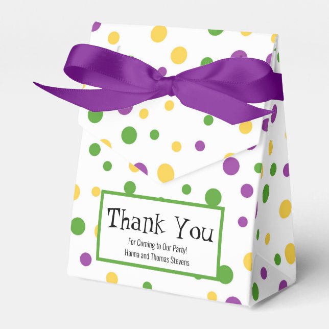 Mardi Gras Polka Dot Birthday Favour Box (Front Side)