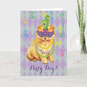 Mardi Gras Pomeranian Card