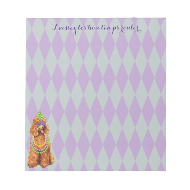 Mardi Gras Poodle Notepad (Front)
