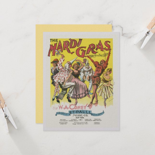 Mardi Gras Poster Invitation (Front/Back In Situ)