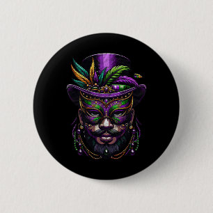 Mardi Gras Priest Top Hat New Orleans Witch Doctor 6 Cm Round Badge