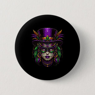 Mardi Gras Priestess Women New Orleans Witch Docto 6 Cm Round Badge