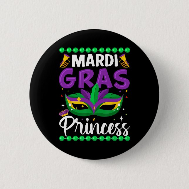 Mardi Gras Princess  6 Cm Round Badge (Front)