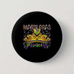 Mardi Gras Princess Beads Crown For Women Kids Gir 6 Cm Round Badge