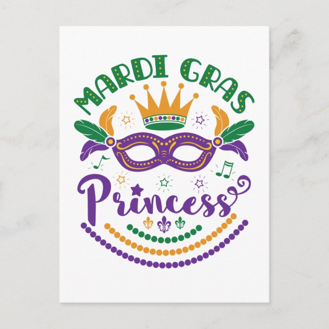 Mardi Gras Princess Cute Women Girls Carnival Postcard (Front)