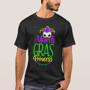 Mardi Gras Princess Masquerade Mask and Beads T-Shirt