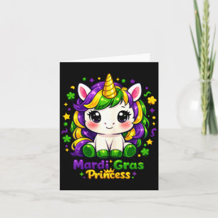 Mardi Gras Princess Unicorn Fat Tuesday Girls Kids Card