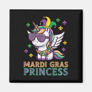 Mardi Gras Princess Unicorn Fat Tuesday Girls Kids Magnet
