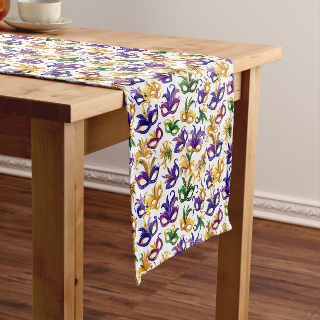 Mardi Gras Print Long Table Runner (In Situ)
