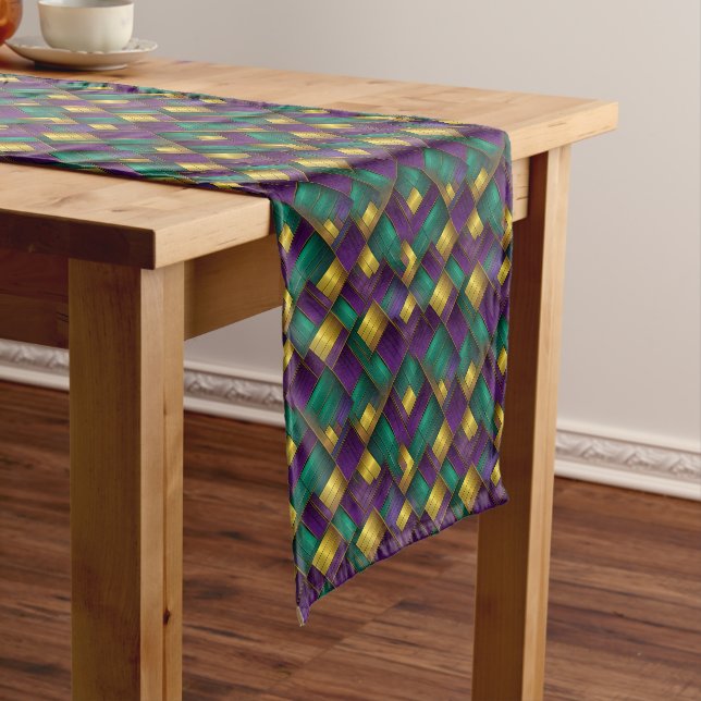 Mardi Gras Print Short Table Runner (In Situ)