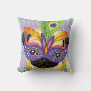 Mardi Gras Pug Cushion