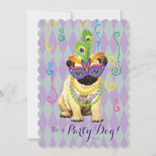 Mardi Gras Pug Invitation