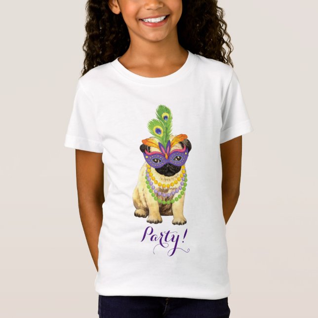 Mardi Gras Pug T-Shirt (Front)