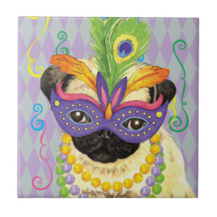 Mardi Gras Pug Tile