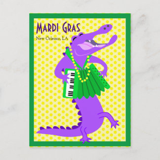 Mardi Gras Purple Alligator Postcard
