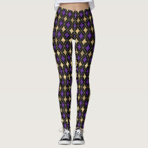 MARDI GRAS PURPLE BLACK GOLD ACTIVE LEGGINGS
