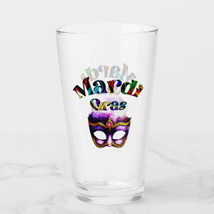 Mardi Gras - Purple Mask Fat Tuesday New Orleans Glass