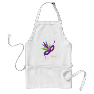 Mardi Gras Purple Mask & Feathers Party Fun Apron
