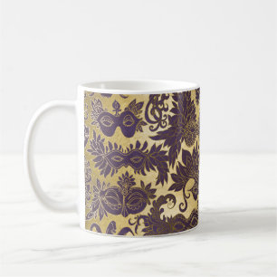 Mardi Gras Purple Masquerade Masks Faux Gold Coffee Mug