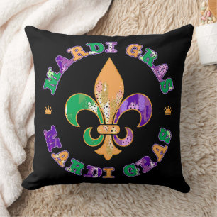 Mardi Gras Purple Yellow Green Cushion