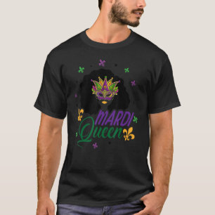 Mardi Gras Queen Afro Crown Masquerade Mask Costum T-Shirt