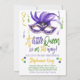 Mardi Gras Queen Baby Shower Invitation