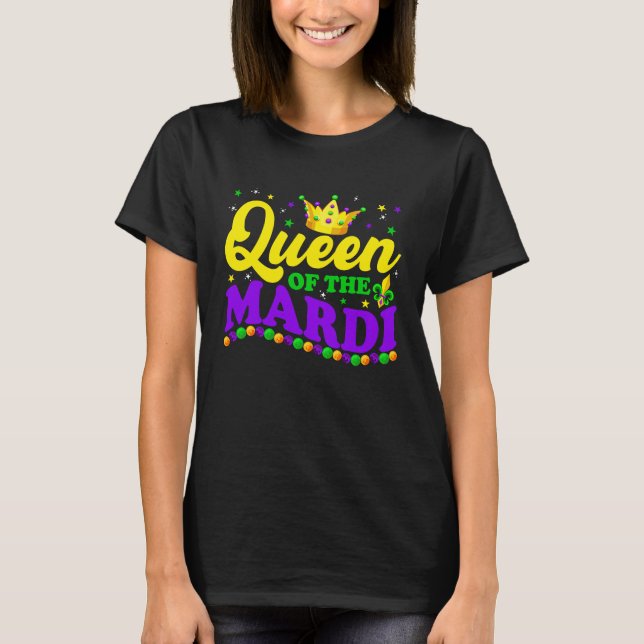 Mardi Gras Queen Crow  Mardi Gras Beads Carnival O T-Shirt (Front)
