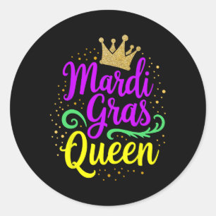Mardi Gras Queen For Girls And Women Classic Round Sticker