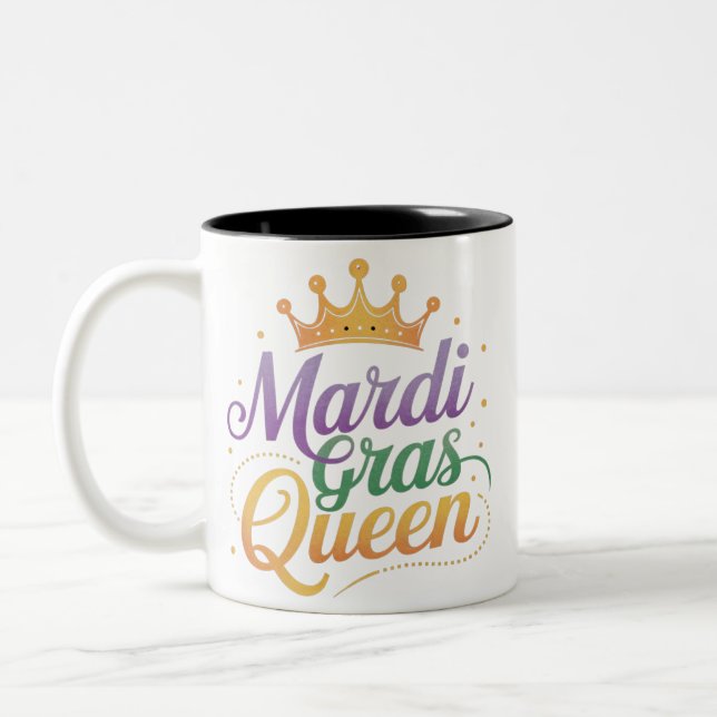 Mardi Gras Queen Parade Costume Party  Two-Tone Coffee Mug (Left)