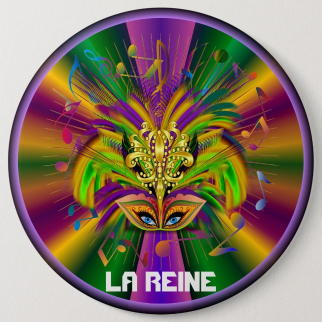 Mardi Gras Queen Style 3 View Notes Plse 6 Cm Round Badge (Front)