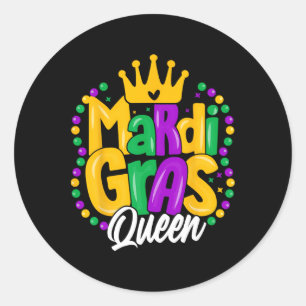 Mardi Gras Queen Womens Mardi Gras  Classic Round Sticker