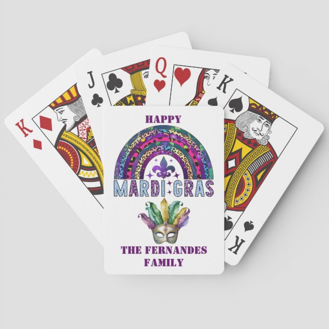 Mardi Gras Rainbow and Mask Playing Cards (Back)