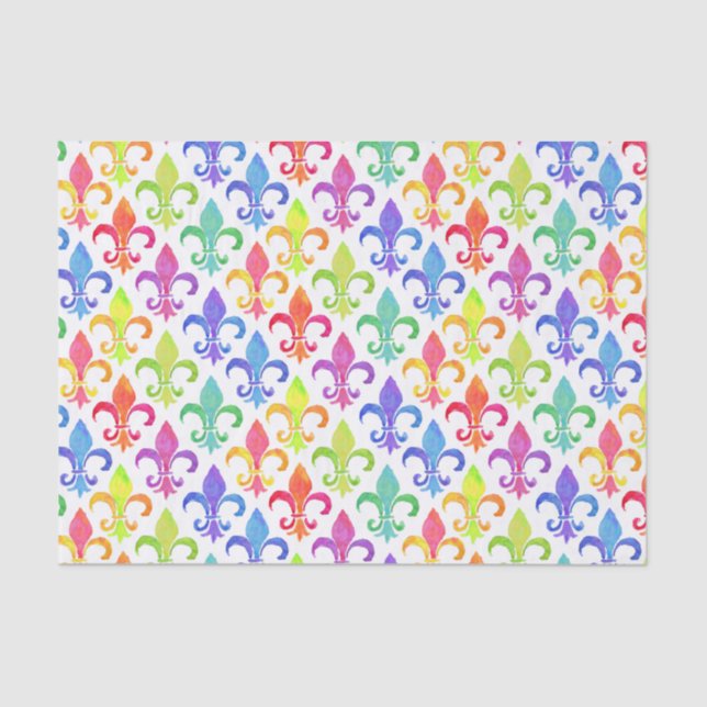 Mardi Gras Rainbow Fleur de lis Pattern Tissue Paper (Front)
