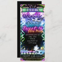 Mardi Gras Rainbow Glow VIP SWEET 16 Party Ticket