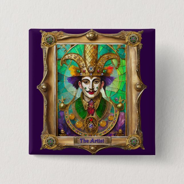 Mardi Gras Realm Portraits - The Artist Dali 15 Cm Square Badge (Front)