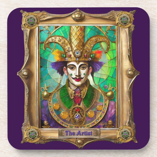 Mardi Gras Realm Portraits - The Artist Dali Coaster (Front)