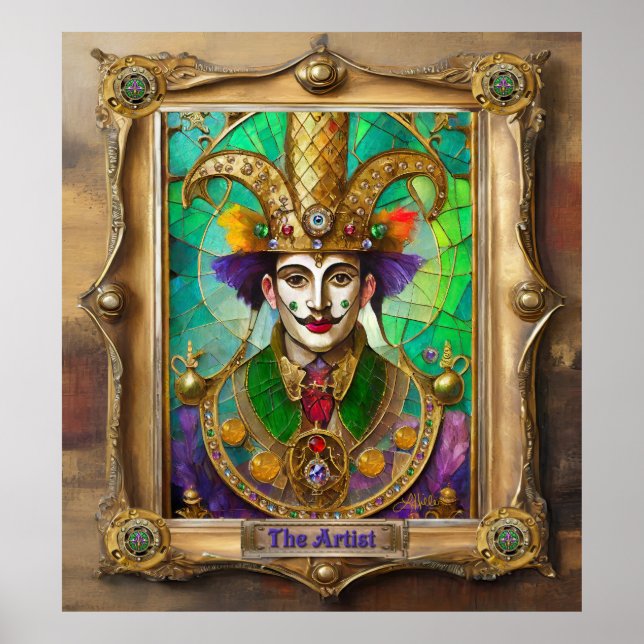 Mardi Gras Realm Portraits - The Artist Dali Poster (Front)