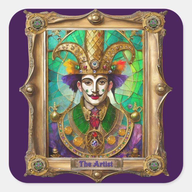 Mardi Gras Realm Portraits - The Artist Dali Square Sticker (Front)